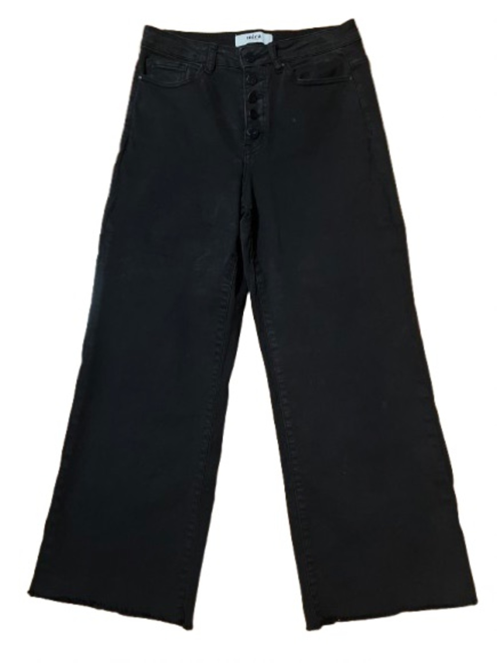 Mica Black Wide-Leg Button Fly Denim Jeans Size 27